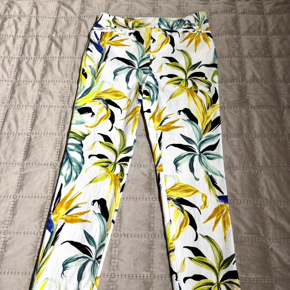 Chico's Pants Tropical Print Straight Leg USA Size 10/ 1.5R Chico Size